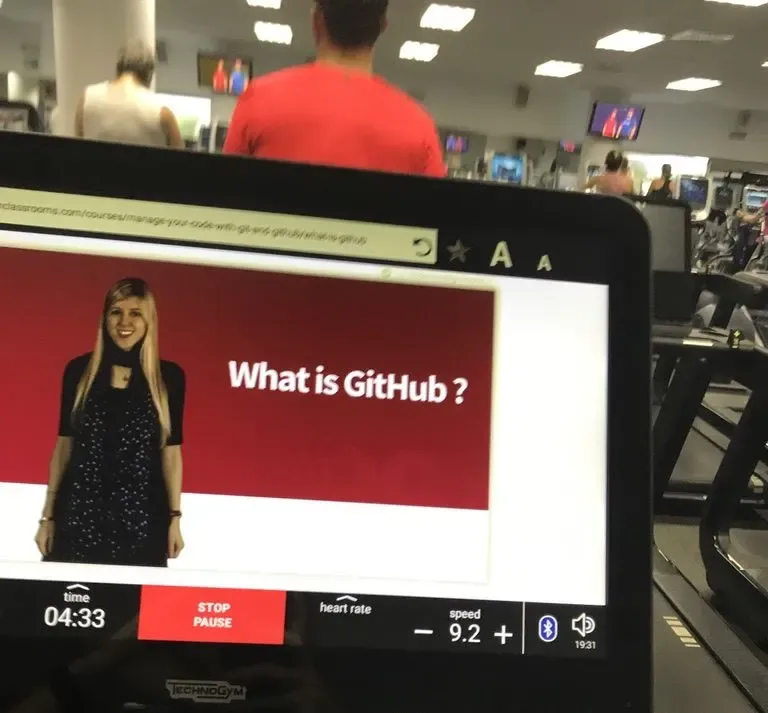 me studying while running at gym